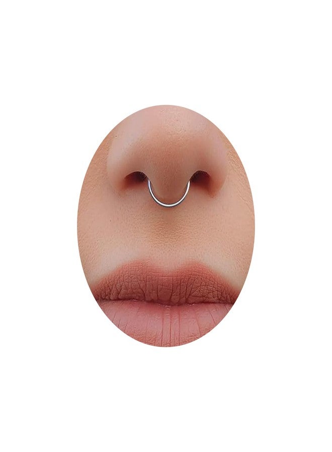 BILIBOOM Silver Clip on Septum Ring 22g - Fake Septum Hoop - No Piercing Needed - Smooth Tiny Sterling Silver Faux Nose Piercing False Nose Jewelry - Cormfortable & Elegant Design - Comes with Gift Pack - Image 1